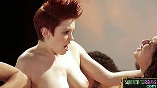 Sapphic Lesbians Squirt Tribbing Boobs in Erotic Group Oral Scene!