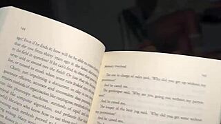 stepsister seduces me on bed rubs wet pussy close up while reading