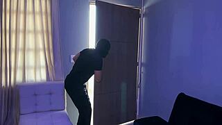 i'm shaking my big tits and ass as masked burglar fucks me hard in bedroom
