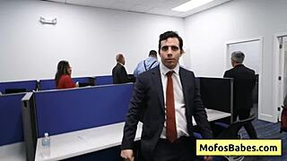 Busty Brunette Sasha Pearl Gets Nasty Facial Cumshot at Office Work