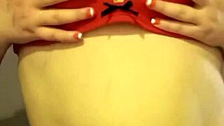 Horny homemade big tits red and white mini shakes ass begging for rough reality fuck