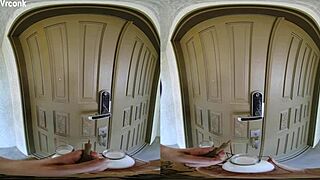 blonde wife cheats with milkman right under hubby's nose