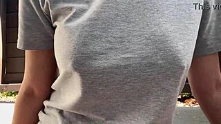 Italian Milf's Big Tits Smoke Nipples Outdoor