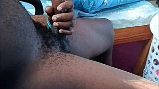 Real African couple strokes huge monster cock to massive cumshot full homemade clip