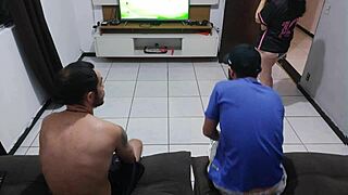 hubby lost bet so wife fucks his friend watching