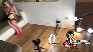 skinny blonde teases amateur director's load with oil and every trick for the finish