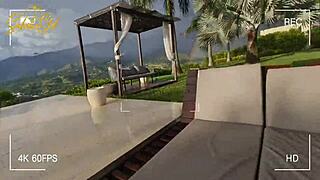 salome gil bounces huge latina ass wild on spanish cock. influencer milf rides poolside moaning rough