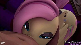 Fluttershy deepthroats big cock with horny blowjob and facial finish