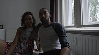 Petite homemade couple rides big cock in passionate cowgirl action