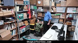 Officer rips shoplifter clothes for garage punishment fuck