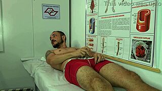 sexy brazilian nurse gets turned on by patient's huge erection and starts licking his monster cock during workout foreplay