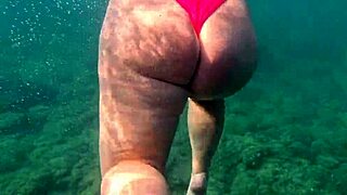 Yo, that pawg's fat ass swims hot in thong bikini underwater 4k