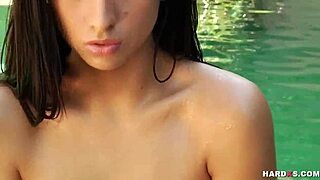 damn this gorgeous brunette slut sucks cock outdoors with her perky tits out
