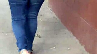 seeing this latina's huge ass filling out those tight jeans makes me feel so excited and turned on inside