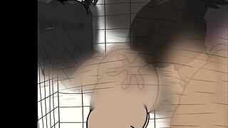 Trio of futanari women fucking asses and cumming in bathroom