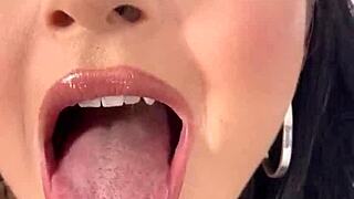 Tiny petite teen feels huge cock stretch her face and narrow pussy wide open