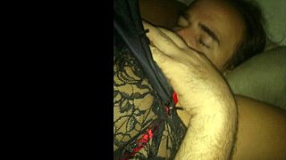 brazilian wife teases shaved pussy in lingerie closeup