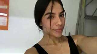 risky latina teen fingers wet pussy in gym shower