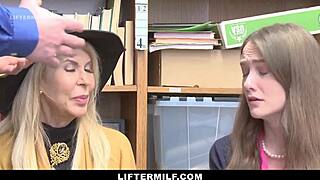 Samantha Hayes And Grandma Punished By Mall Guard In Security Office