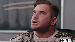 two big ass teachers fuck colleague hard after catching him stroking cock!