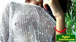 cambodian ladyboy nit teases her petite shemale ass and natural tits in see-through lingerie