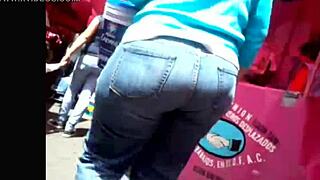 big ass milf in tight jeans struts down the street teasing everyone