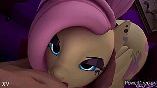 Fluttershy deepthroats big cock with horny blowjob and facial finish