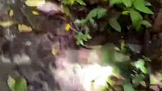 three hot hairy pussies sneak into the forest for fun