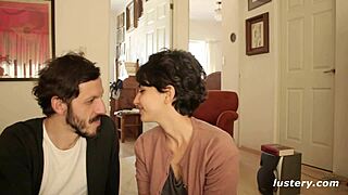 Petite homemade couple rides big cock in passionate cowgirl action