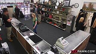 Blonde plays cumshot games for pearl necklace facial on natural tits.