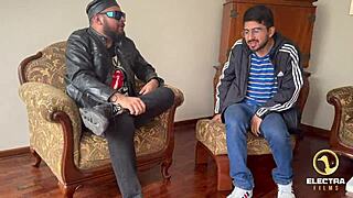 Wow! Busty blonde Venezuelan maid gets fucked by old man debuting his son!