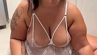 curvy bbw tattooed beauty teases fat ass with fruit fetish