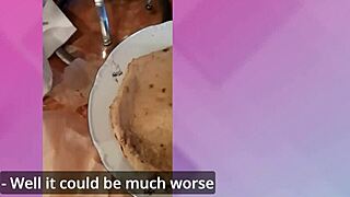 Girlfriend Fails at Food Blogging But Excels Bent Over Kitchen Desk Fuck