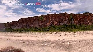 discover the thrill of outdoor encounters on a secluded nudist beach with a muscular brazilian bodybuilder and his sensual latina partner