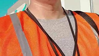 Woman walks casually outdoors during daily work shift