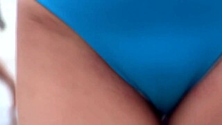 beach latina strips bikini shows hairy pussy masturbates craving cock suck and fuck