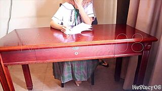 Stepdad Fucks Filipina Teen While She Does Homework In Bedroom.