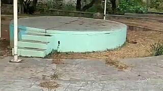 Chubby Latina Whore Parks Huge Pussy Toy Stuffed Horny