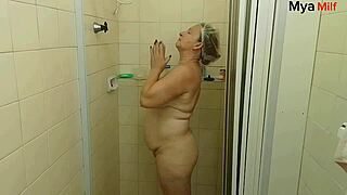 Whoa, Stepmom Busts Adoptive Son Stroking Cock In Shower And Fucks Him Bareback!