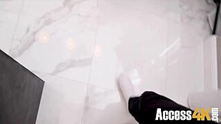 Teen Nerd Stuck Drain Gets Kitchen Doggystyle Pounding