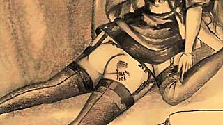 Vintage erotic drawings showcase antique retro artistry