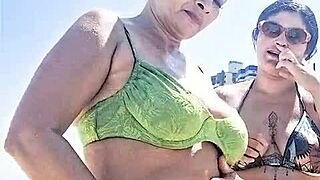 me and my naughty beach friend fuck hard for public eyes