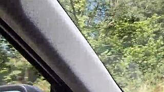 Naughty Housewife Flashes Tits in Homemade Car Selfie Video