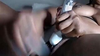Horny Ebony Babe Squirts in Bedroom POV Masturbating Big Tits Pussy with Vibrator Orgasm