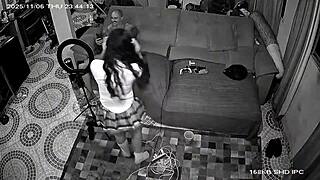 security cam catches brunette latina anal pounding on beach