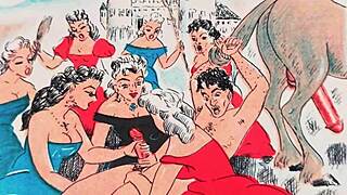 Vintage erotic drawings showcase antique retro artistry