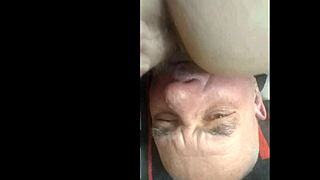 cunnilingus from upper view as old man licks mature pussy deep couple style