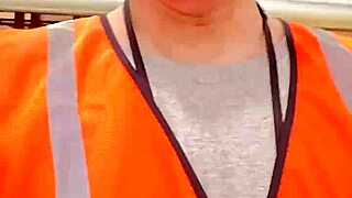 Woman walks casually outdoors during daily work shift