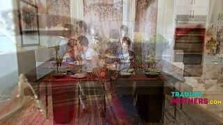 four horny stepmoms beg for gangbang pounding showing off their wet milf pussies