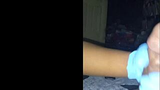 pretty girl spits slick handjob close-up action